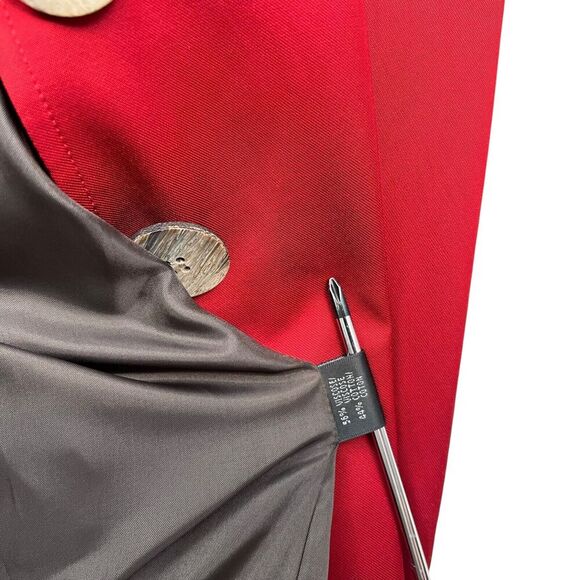 Lafayette 148 Womens Blazer Suit 3 Button 3/4 Cuffed Sleeves Lined Satin Red 10 - Picture 6 of 6